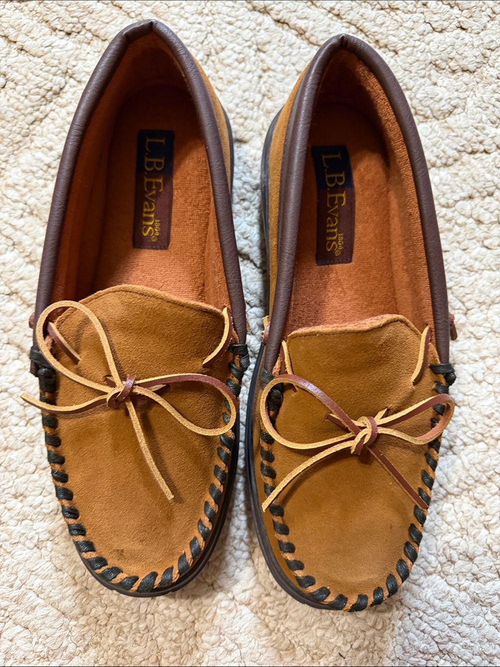 L.B. Evans Men's Brown and Tan Suede Moccasin Loafers